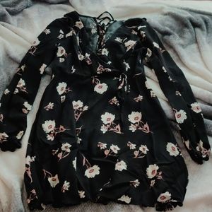 Black long sleeve flower dress